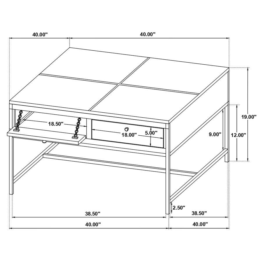 Stephie - 4-Drawer Square Clear Glass Top Coffee Table - Honey Brown