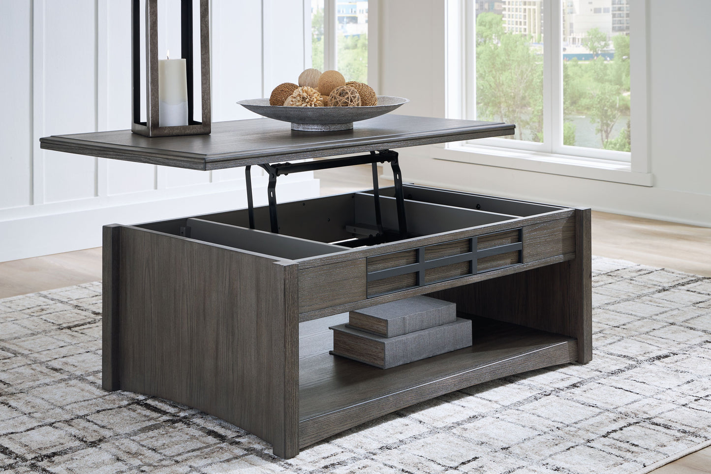 Montillan - Grayish Brown - Lift Top Cocktail Table