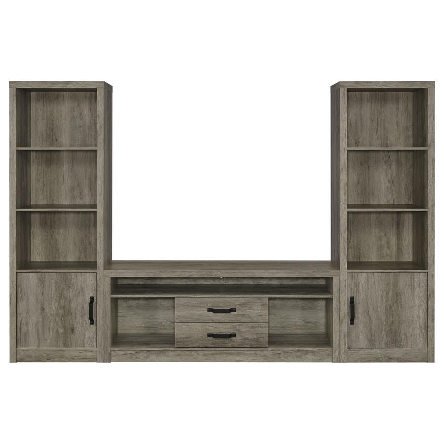 Burke - 3-Shelf Engineered Wood Media Tower - Gray Driftwood