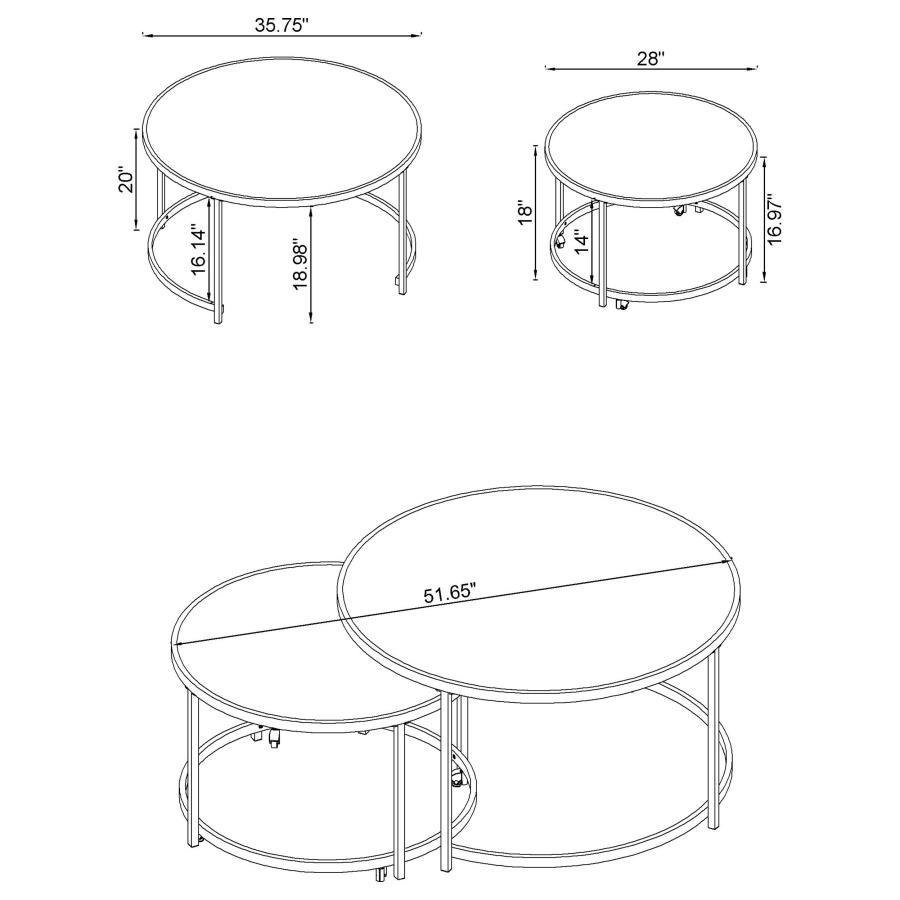 Lynn - 2 Piece Round Nesting Table - White And Chrome