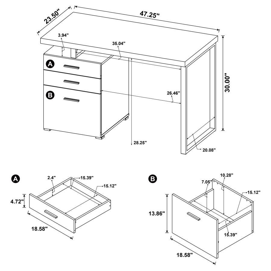 Brennan - 3-Drawer Office Computer Desk