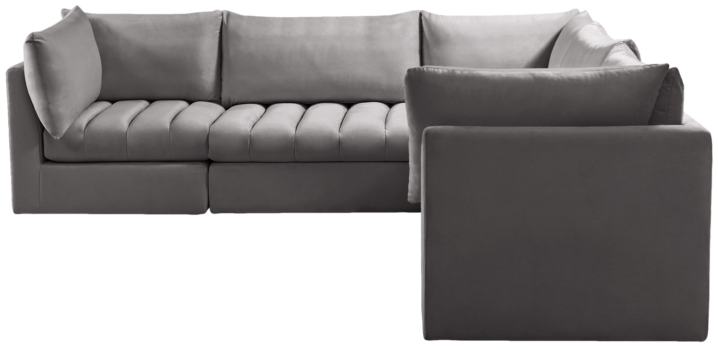 Jacob - Modular Sectional 5 Piece - Grey - Fabric