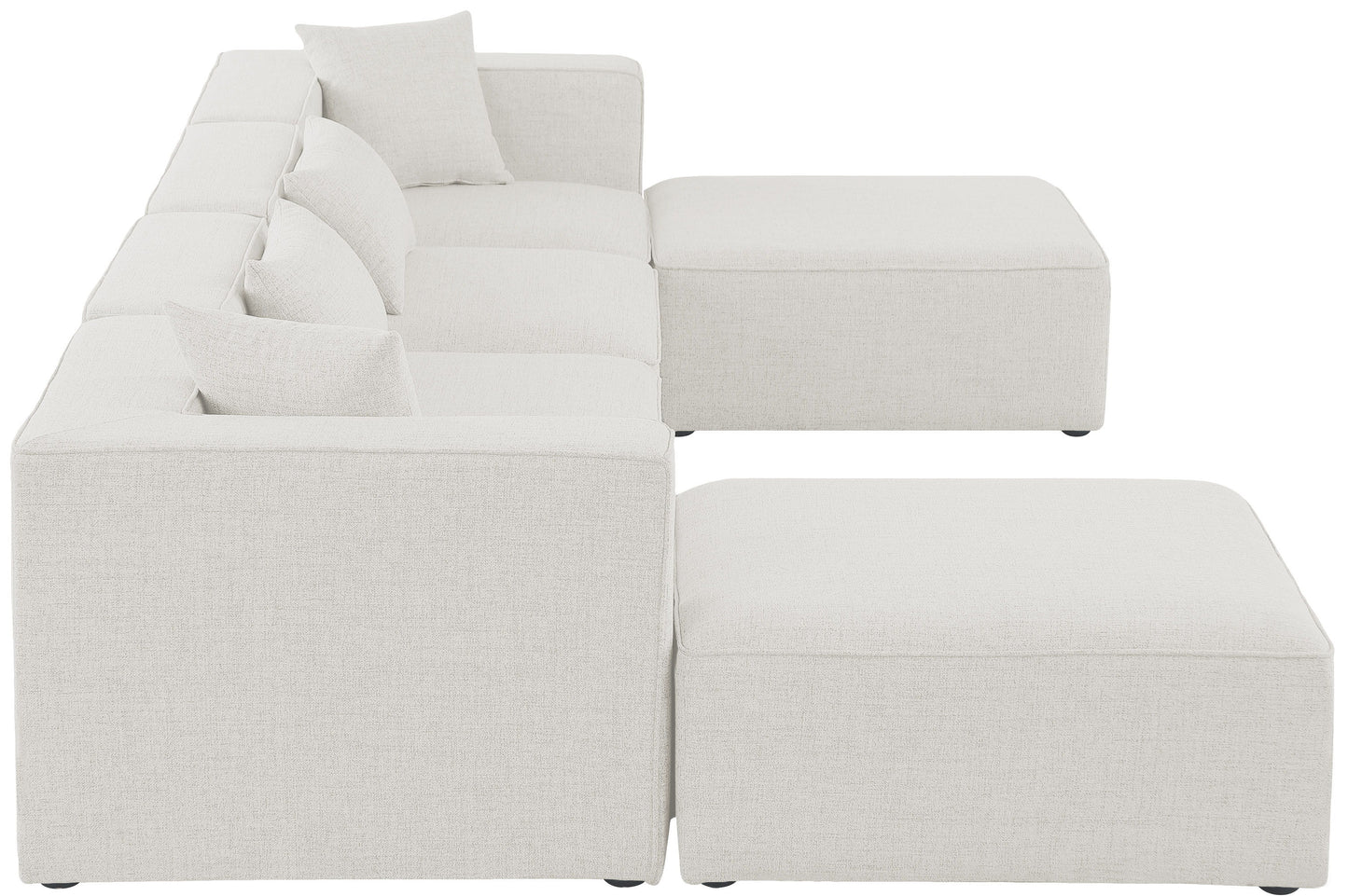 Cube - Modular Sectional 6 Piece - Cream - Fabric