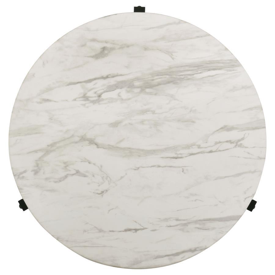 Tandi - Round Coffee Table Faux Marble - White And Black