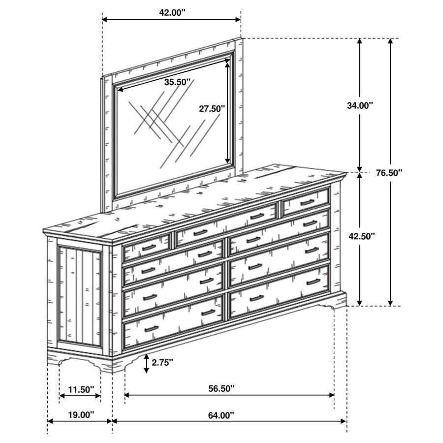 Elk Grove - 9-Drawer Dresser With Mirror - Vintage Bourbon