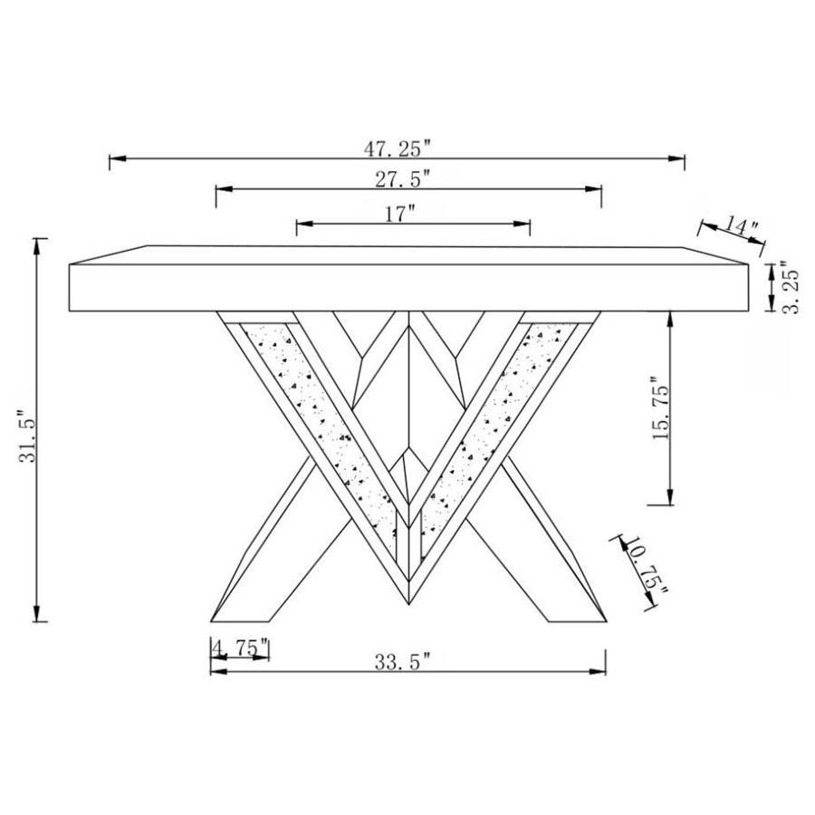 Taffeta - V-Shaped Sofa Table With Glass Top - Silver