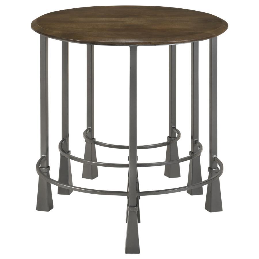 Deja - 3 Piece Round Nesting Table - Natural And Gunmetal