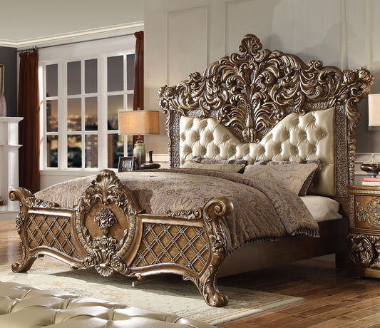 HD-8018 - Eastern King Bed - Antique Gold & Perfect Brown