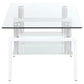 Dyer - Rectangular Glass Top Coffee Table With Shelf - White