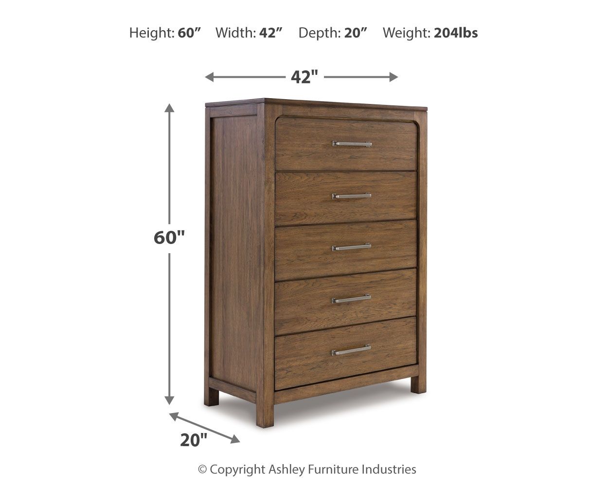 Cabalynn - Light Brown - Five Drawer Chest