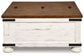 Wystfield - White / Brown - Cocktail Table With Storage