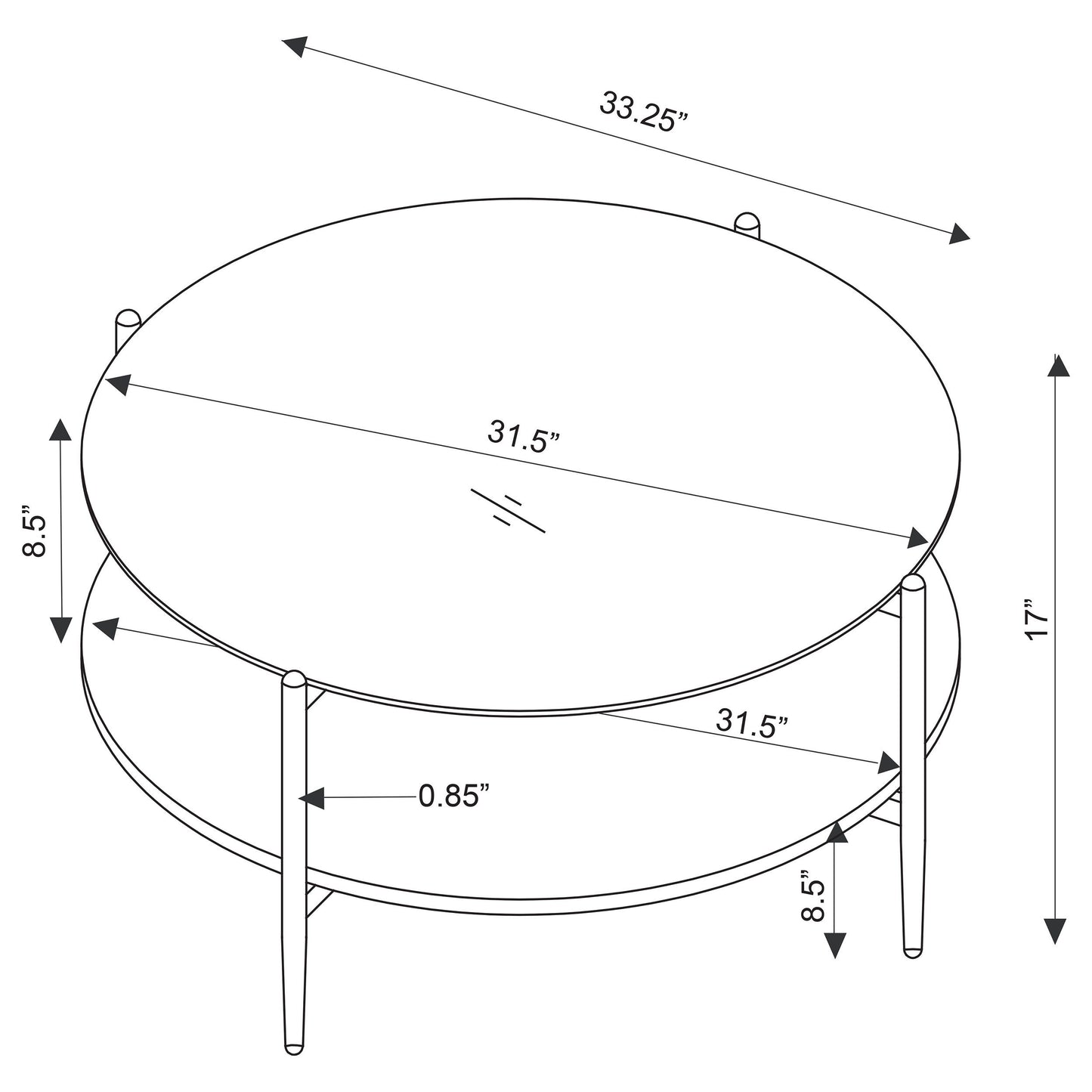 Jonelle - Round Glass Top Coffee Table Marble Shelf - Gold / White