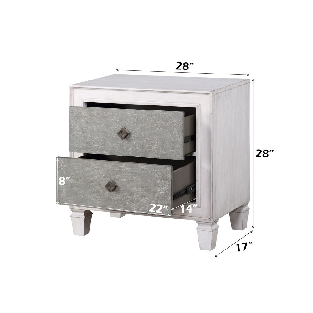 Katia - Nightstand - Rustic Gray & White Finish