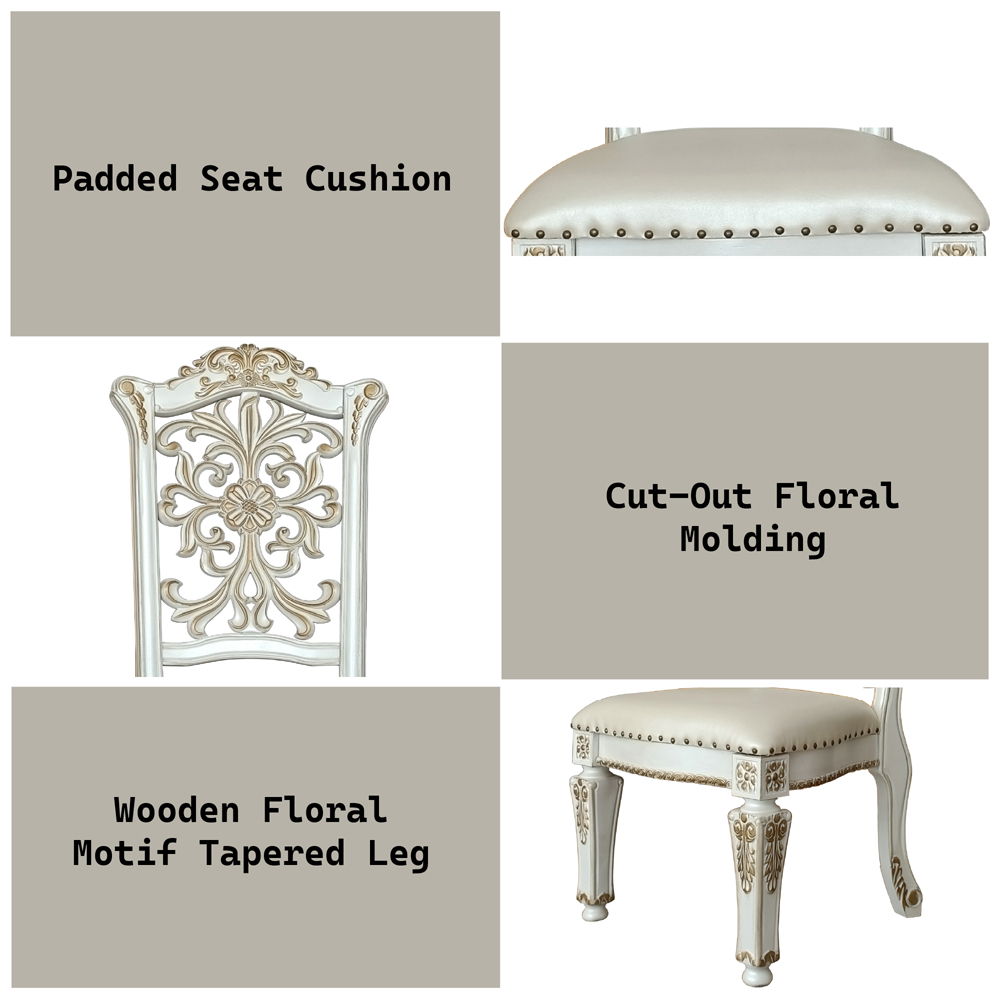 Vendom - Side Chair (Set of 2) - PU & Antique Pearl Finish - 48"