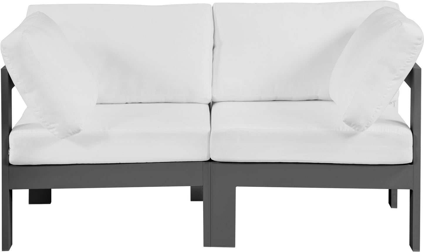 Nizuc - Outdoor Patio Modular Sofa 2 Seats - White - Fabric