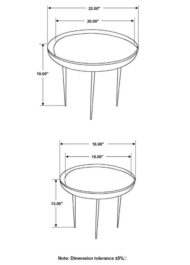 Nuala - 2 Piece Round Nesting Table With Tripod Tapered Legs - Honey And Black