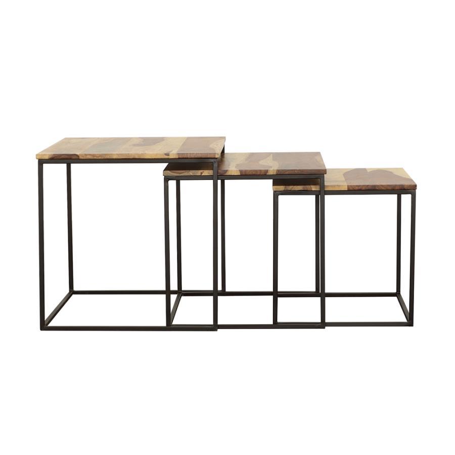 Belcourt - 3 Piece Square Nesting Tables - Natural And Black