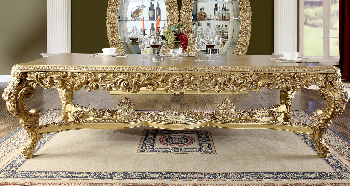 HD-8086 - Rectangular Dining Table - Bright Gold