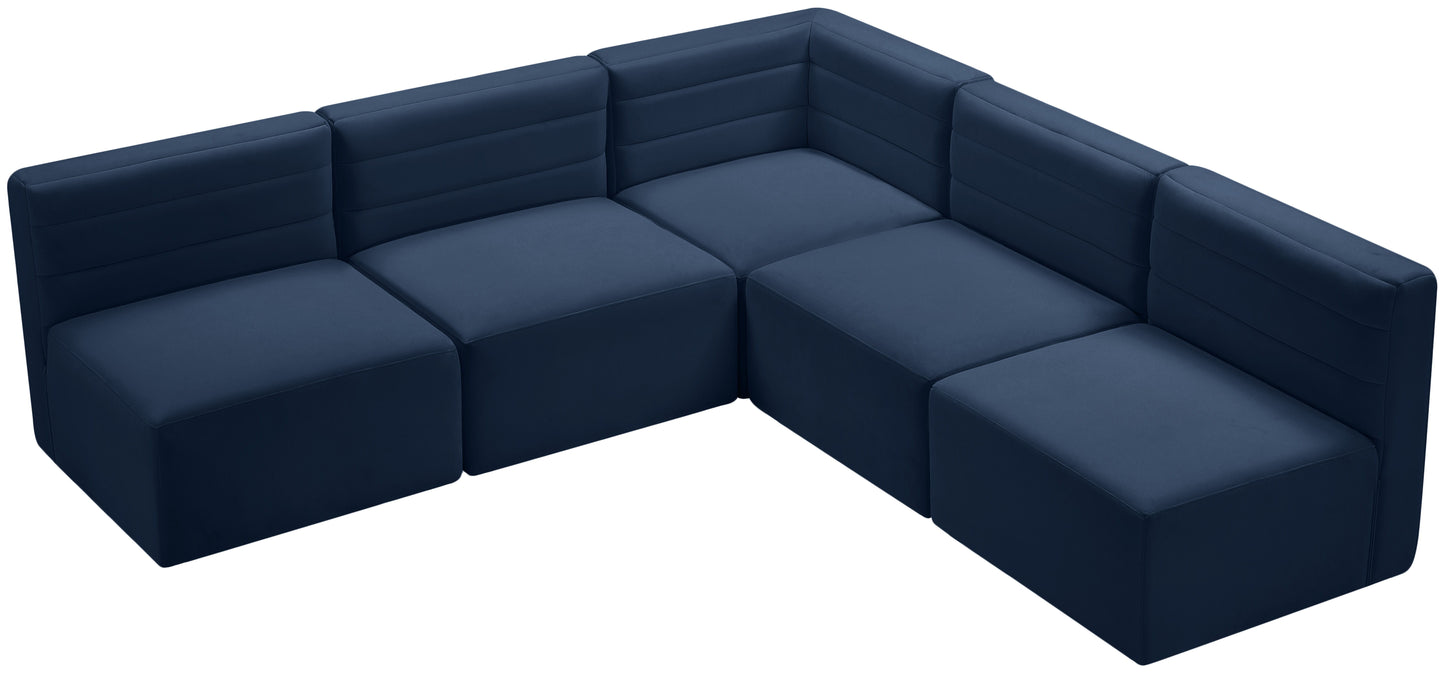 Quincy - Modular Sectional 5 Piece - Navy - Fabric - Modern & Contemporary