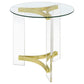 Janessa - Round Glass Top End Table With Acrylic Legs - Clear And Matte Brass