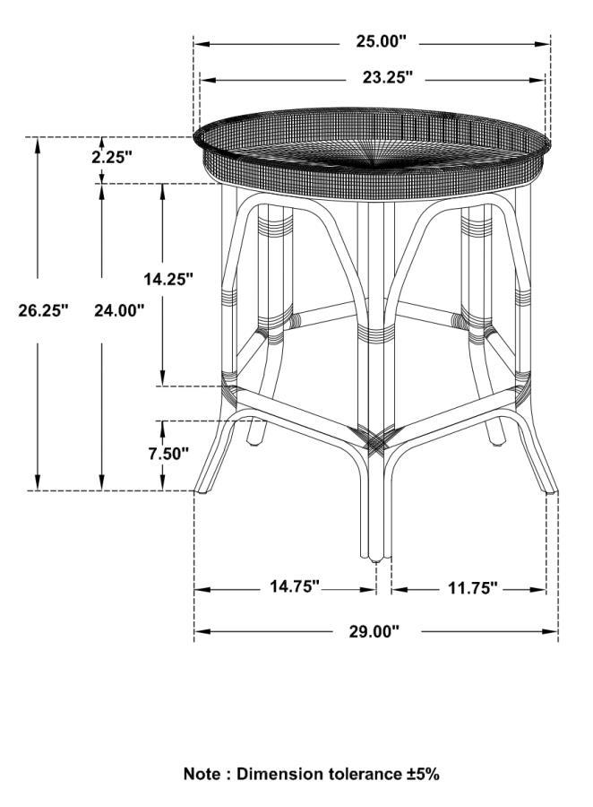 Antonio - Round Rattan Tray Top Accent Side Table