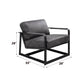 Locnos - Accent Chair - Gray Top Grain Leather & Black Finish