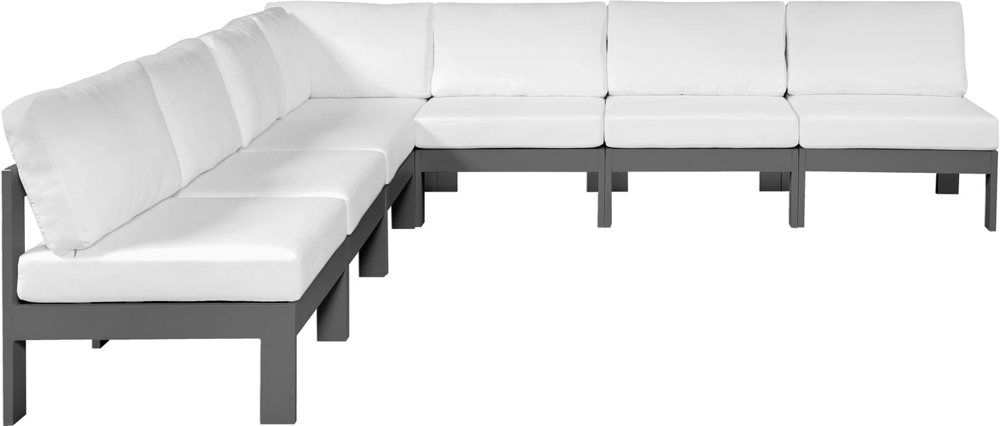 Nizuc - Outdoor Patio Modular Sectional 7 Piece - White - Fabric - Modern & Contemporary