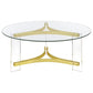 Janessa - Round Glass Top Coffee Table With Acrylic Legs - Clear And Matte Brass