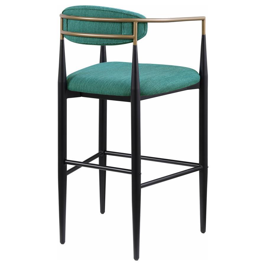 Tina - Metal Pub Height Bar Stool With Upholstered Back And Seat (Set of 2)