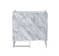 Azrael - Accent Table - White Printed Faux Marble & Chrome Finish