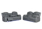 U7068 - 10 Power Reclining Sofa / Power Console Reclining Loveseat / Power Recliner With LED - Gray