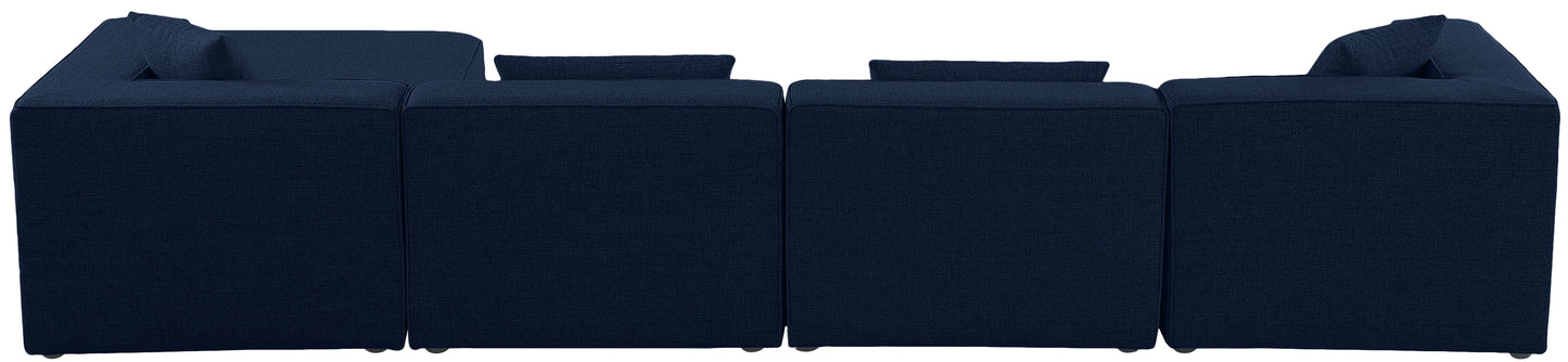 Cube - Modular Sectional 5 Piece - Navy - Fabric - Modern & Contemporary