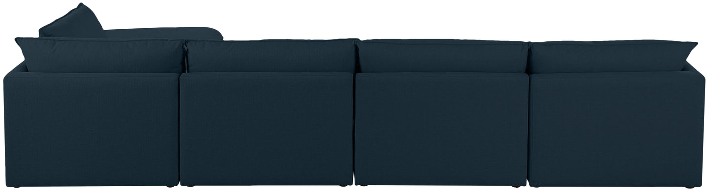 Mackenzie - Modular Sectional 5 Piece - Navy - Fabric - Modern & Contemporary