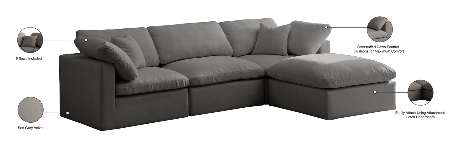 Plush - Velvet Standart Comfort Modular Sectional - Grey - Modern & Contemporary