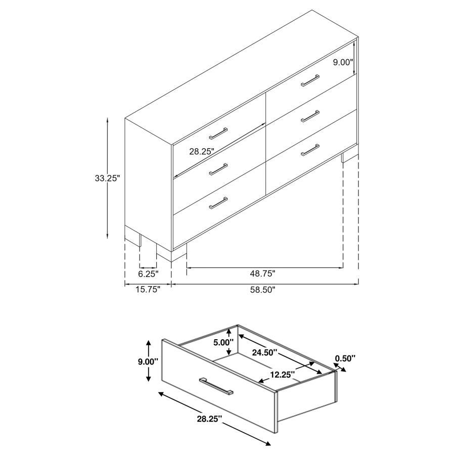 Sidney - 6-Drawer Dresser - Rustic Pine