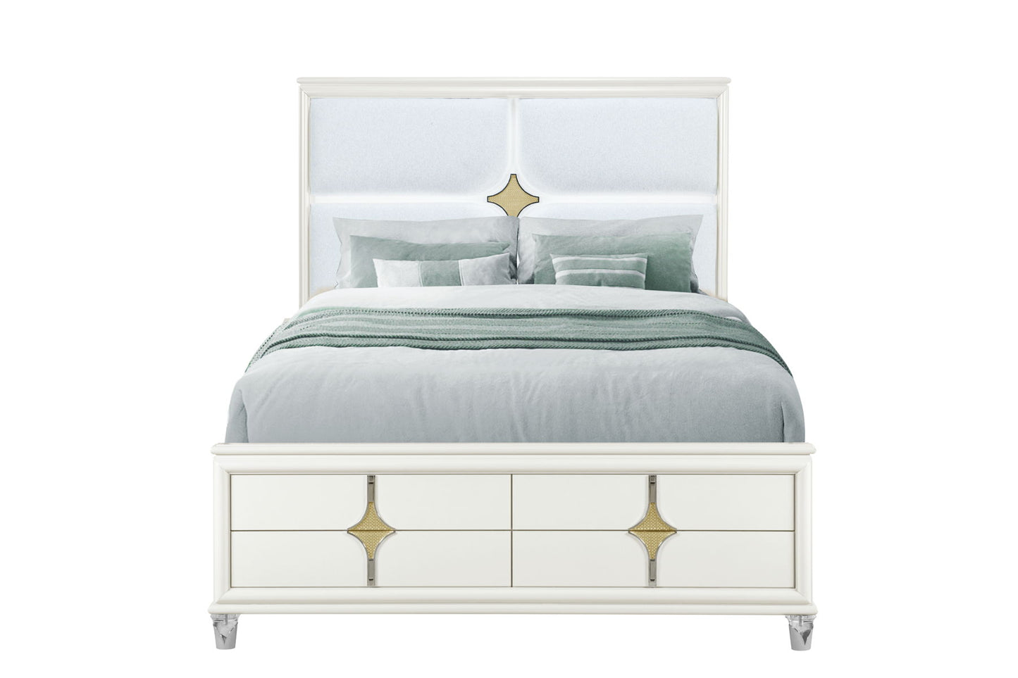 Orion - Queen Bed - White / Gold