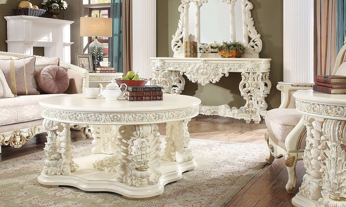 HD-8089 - 3 Piece Coffee Table Set - White Gloss