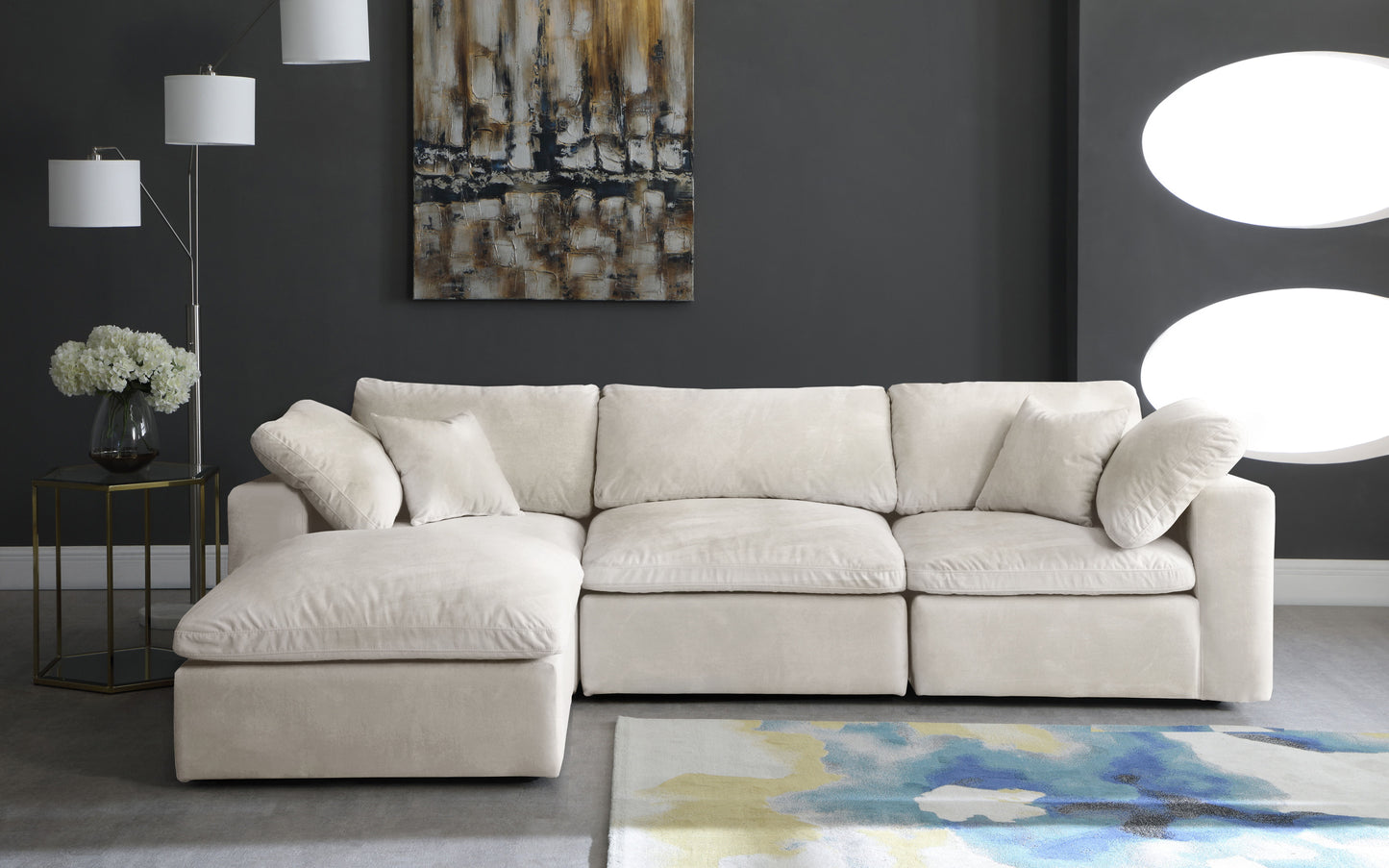 Cozy - Velvet Comfort Modular Sectional - Cream