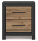 Vertani - Black / Honey Brown - Two Drawer Night Stand