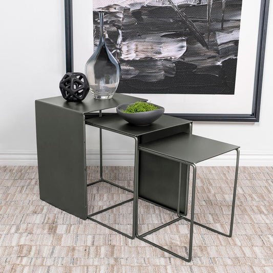 Imez - 3-Piece Rectangular Metal Nesting Table - Grey