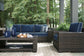 Grasson - Brown / Blue - Sofa With Cushion