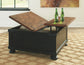 Valebeck - Black / Brown - Lift Top Cocktail Table