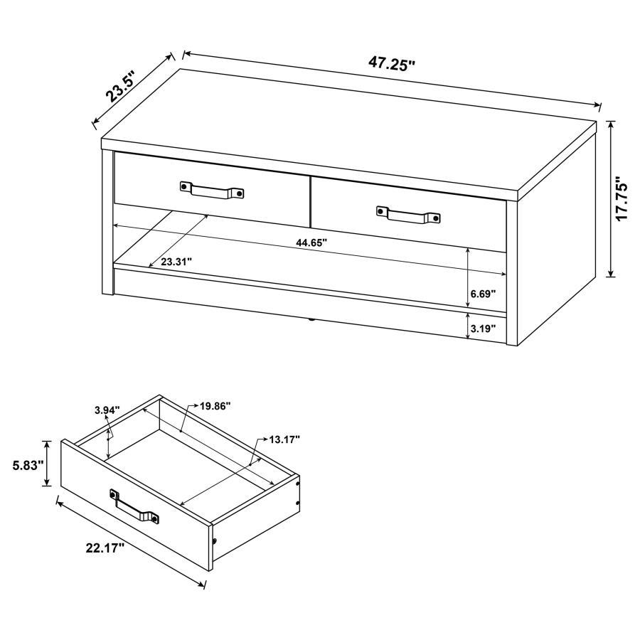 Felix - 2-Drawer Rectangular Engineered Wood Coffee Table - Gray Driftwood