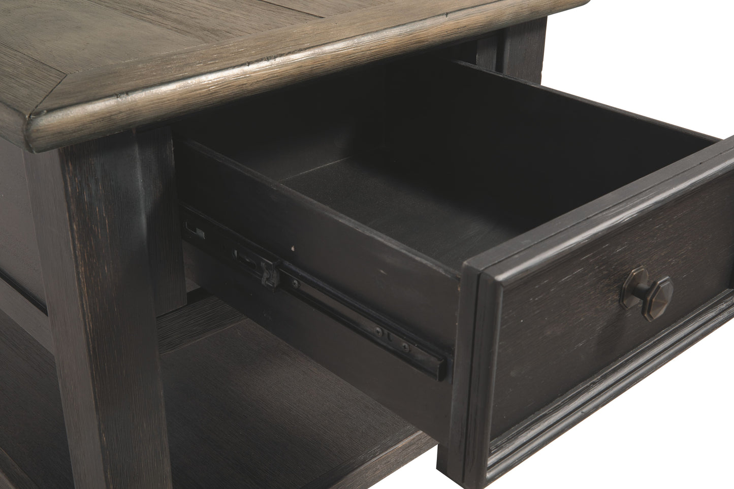 Tyler - Grayish Brown / Black - Rectangular End Table