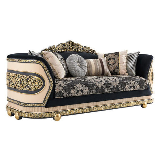 HD-9012 - Sofa - Black / Beige / Gold