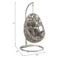 Sigar - Patio Swing Chair - Light Gray Fabric & Wicker