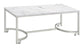 Leona - Faux Marble Coffee Table With Casters - Satin Nickel