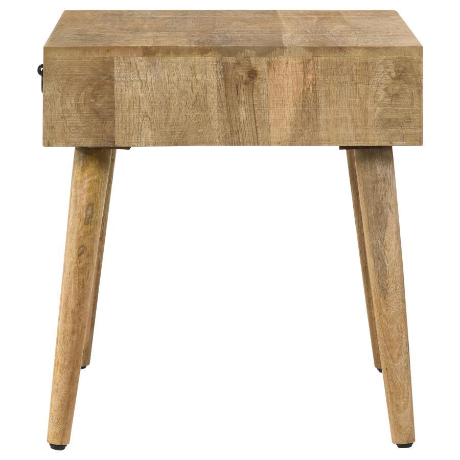 Zabel - 1-Drawer Square Mango Wood Side End Table - Natural