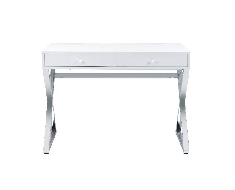 Coleen - Desk - White & Chrome Finish