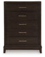 Neymorton - Dark Grayish Brown - Five Drawer Chest